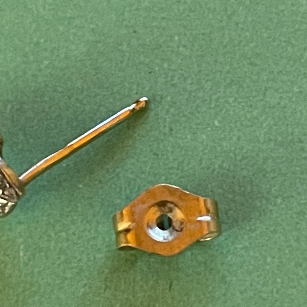 14K Gold Balls with 3 MM Pearl Stud Earrings - Picture 4 of 4